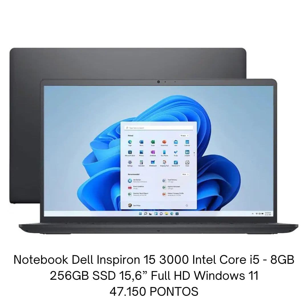 Notebook Dell Inspiron 15 3000 Intel Core i5 - 8GB 256GB SSD 15,6" Full HD Windows 11