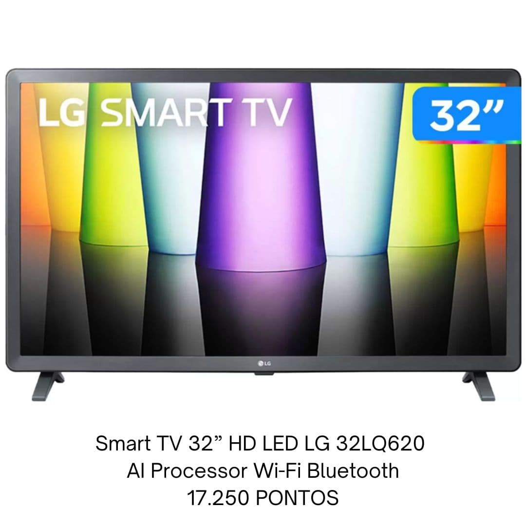 Smart TV 32" HD LED LG 32LQ620 AI Processor Wi-Fi Bluetooth