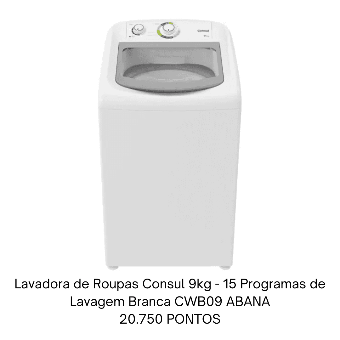 Lavadora de Roupas Consul 9kg - 15 Programas de Lavagem Branca CWB09 ABANA